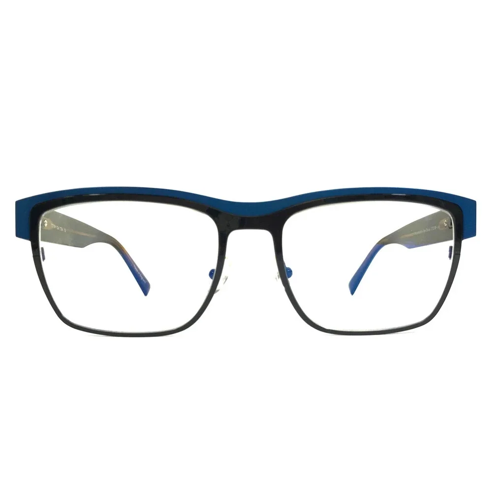 Tom Davies Eyeglasses Frames TD754 Col. 2266 Matte Black Blue Horn 57-18-145